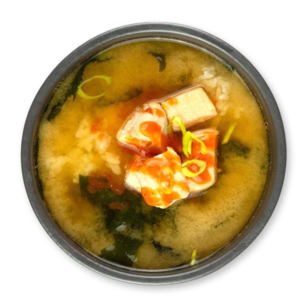 Мисо с лососем и кимчи