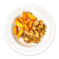 Куриное фрикасе с луком и грибами