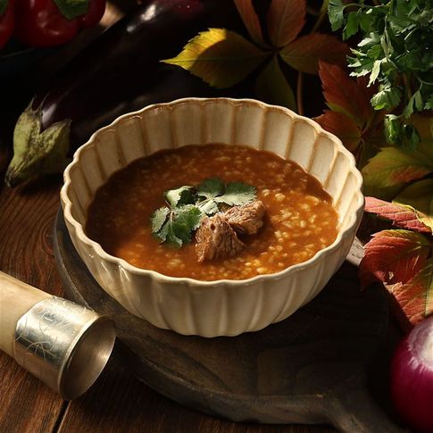 Огненный харчо с говядиной и булгуром