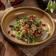 Лобио с баклажаном и грецким орехом