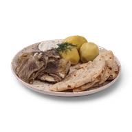 Бараньи ребра с отварным картофелем