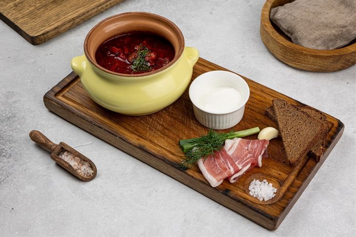 Борщ с говядиной и салом промо