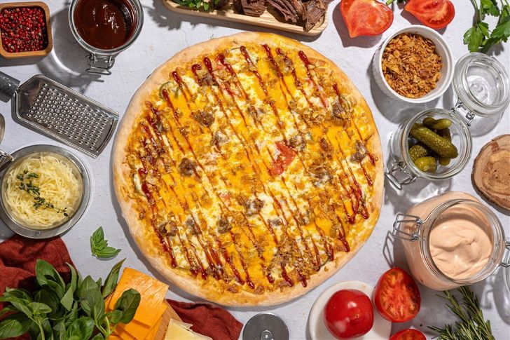 Чизбургер барбекю 31 см тонкое тесто в подарок!