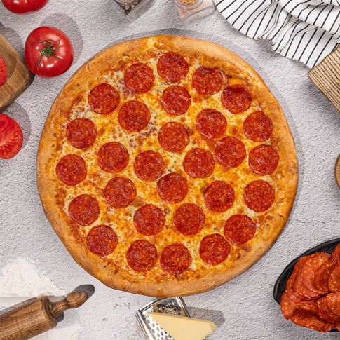 Пицца "Двойная пепперони" 36 см на тонком тесте промо