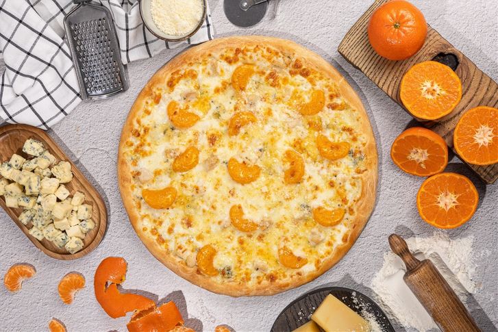 Пицца "Мандарины-дор блю" 31 см тонкое тесто промо