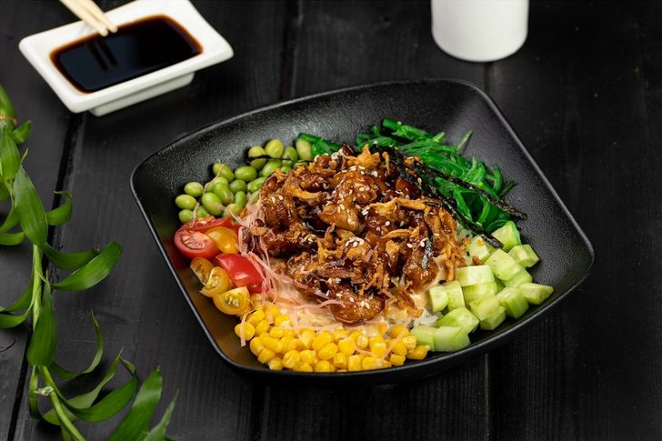 Поке с куриным попкорном на выбор