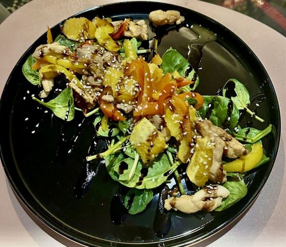 Курица, апельсин, шпинат