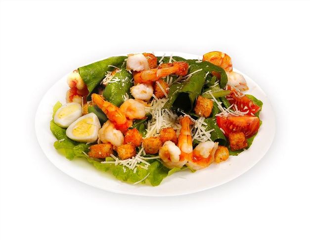 Салат Цезарь с креветками