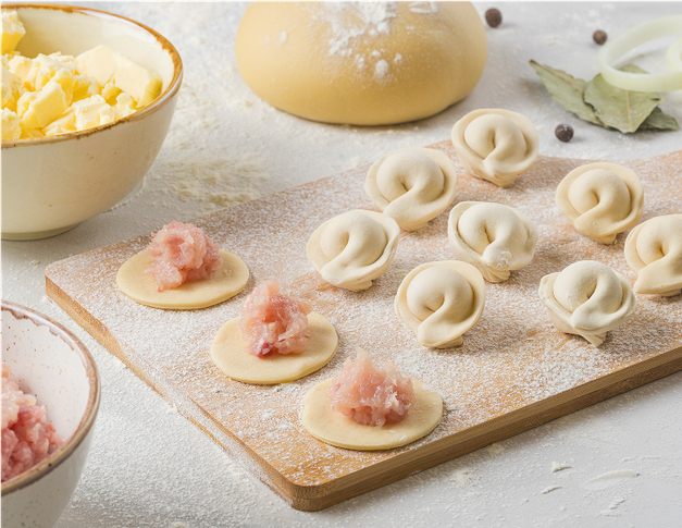 Пельмени с индейкой с куриным филе